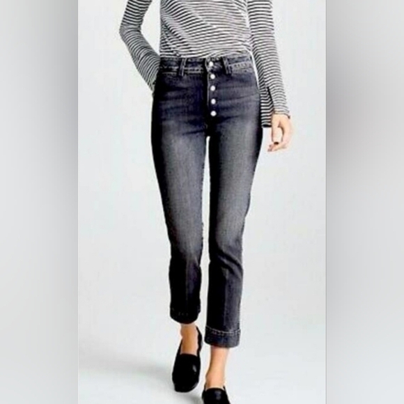 AMO Audrey W Snaps Gray Denim Jeans - Picture 1 of 8